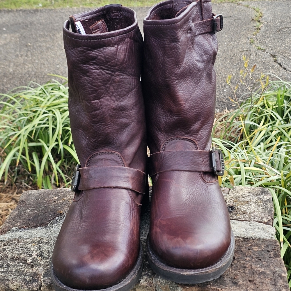 Frye Brown Leather Ankle Boots Size 9 - Picture 8 of 14